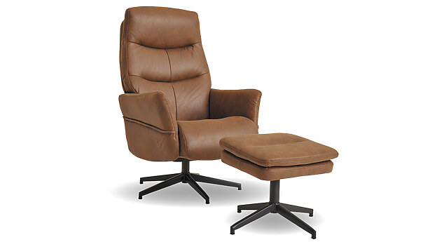 Taylor relaxfauteuil bruin met hocker